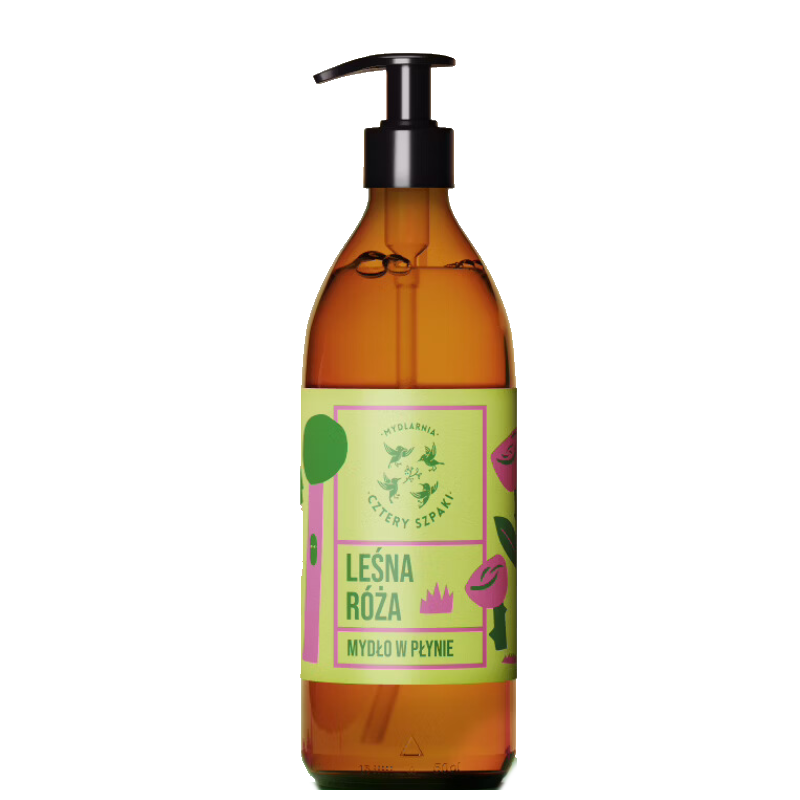 cztery-szpaki-lesna-roza-naturalne-mydlo-w-plynie-weganskie-delikatne-odzywcze-nawilzajace-regenerujace-kojace-aromatyczne-wydajne-500-ml