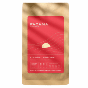 kawa ziarnista Ethiopia Heirloom 1 kg worek Pacama Coffee na białym tle