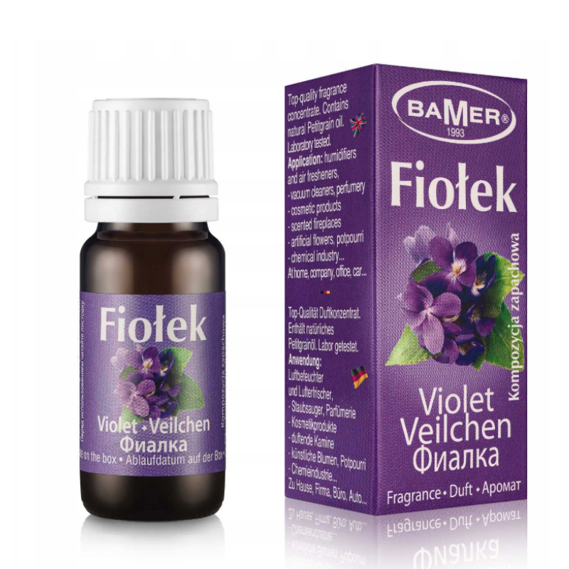 naturalny olejek zapachowy fiołek Bamer 7 ml – kompozycja do wnętrz i aromaterapii
