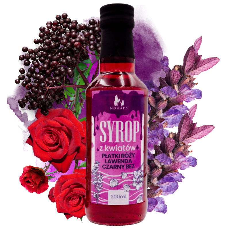 syrop z róży, lawendy i czarnego bzu Nomads 200 ml