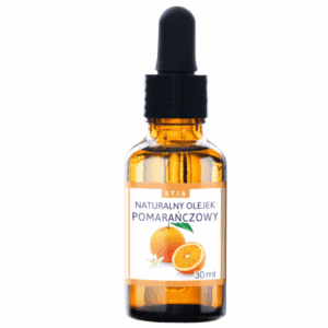 naturalny olejek eteryczny pomarańczowy Etja 30 ml w szklanej butelce z pipetą do kąpieli i aromaterapii